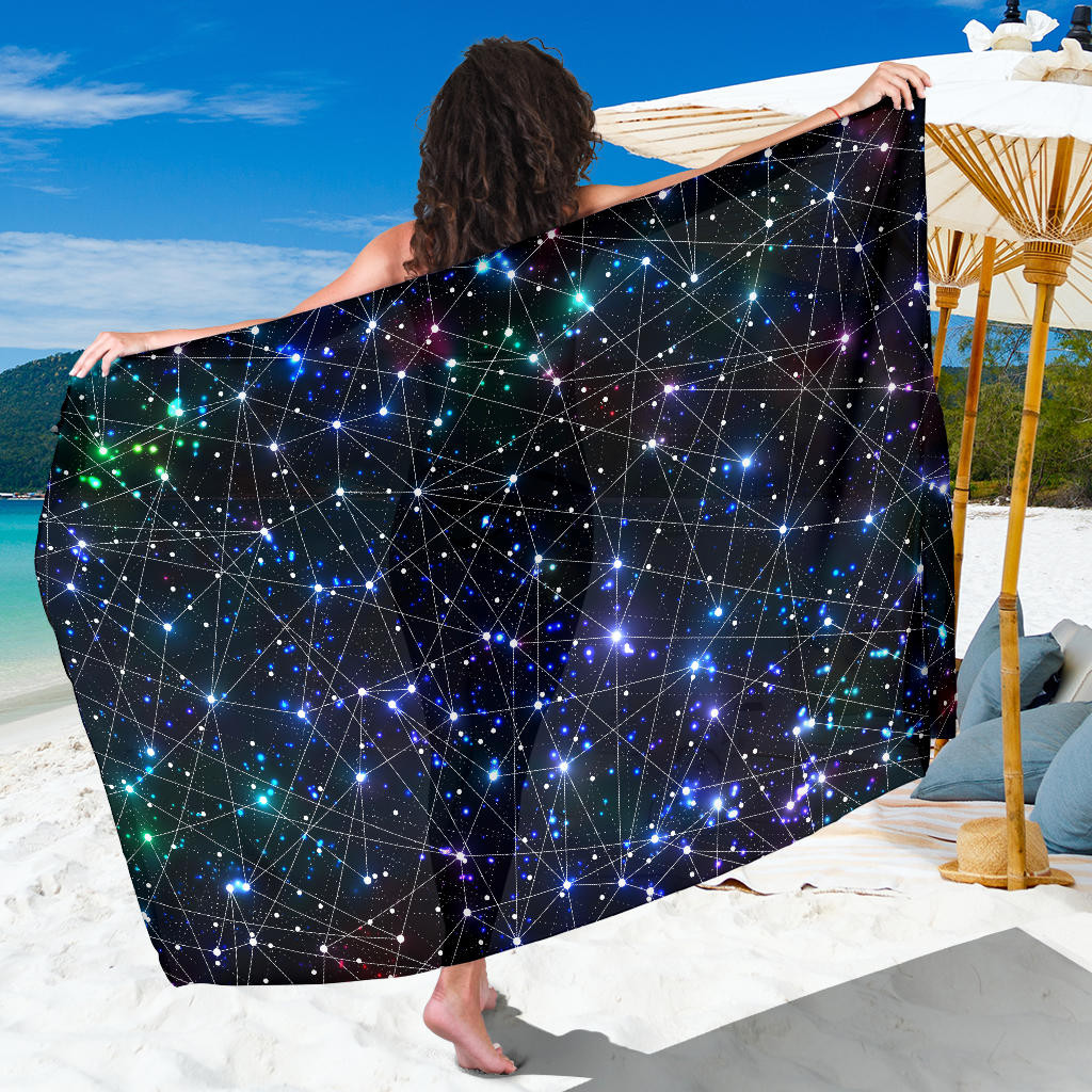 Cosmic Pattern Print Sarong Cover Up Cosmic Pareo Wrap Skirt Dress