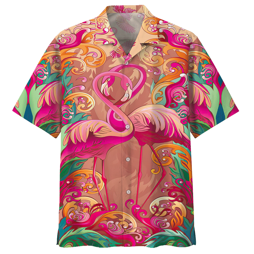 Couple Flamingo Aloha Hawaiian Shirt Colorful Short Sleeve Summer Beach Casual Shirt For Men And Women