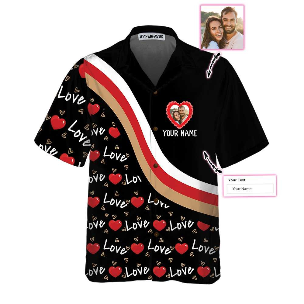 Couple Name And Picture Valentine Custom Hawaiian Shirt Valentines Day Shirt For Couples Personalized Valentine Gift
