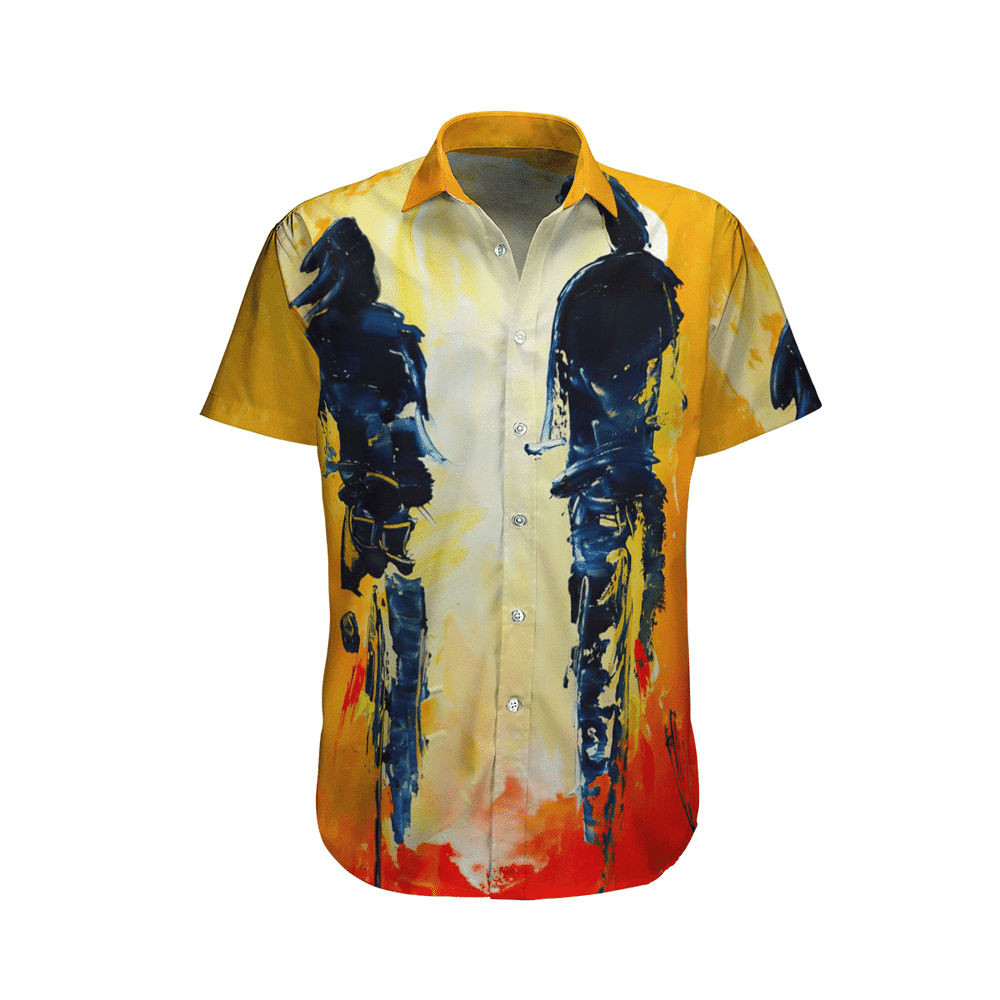 Couple Riding Bike Aloha Hawaiian Shirt Colorful Short Sleeve Summer Beach Casual Shirt For Men And Women