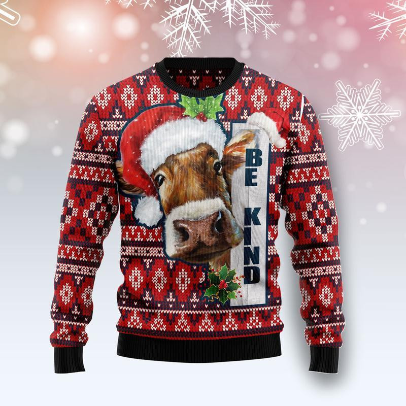 Cow Be Kind Ugly Christmas Sweater Ugly Sweater For Men Women