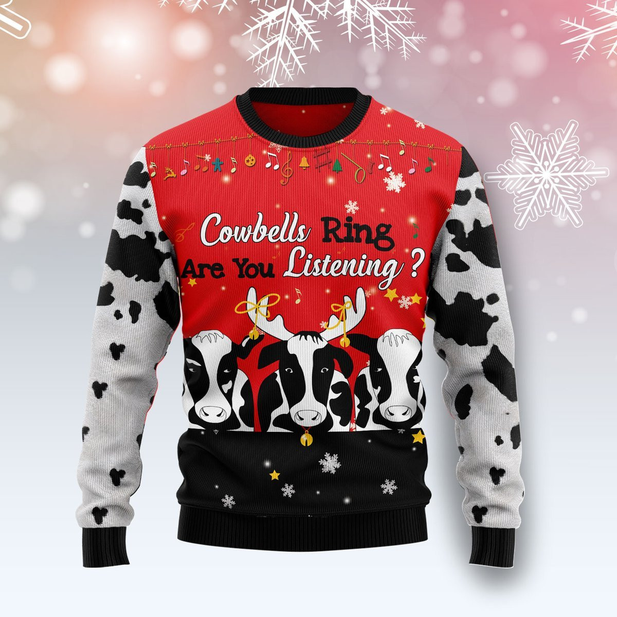 Cow Bell Rings Ugly Christmas Sweater Ugly Sweater For Men Women