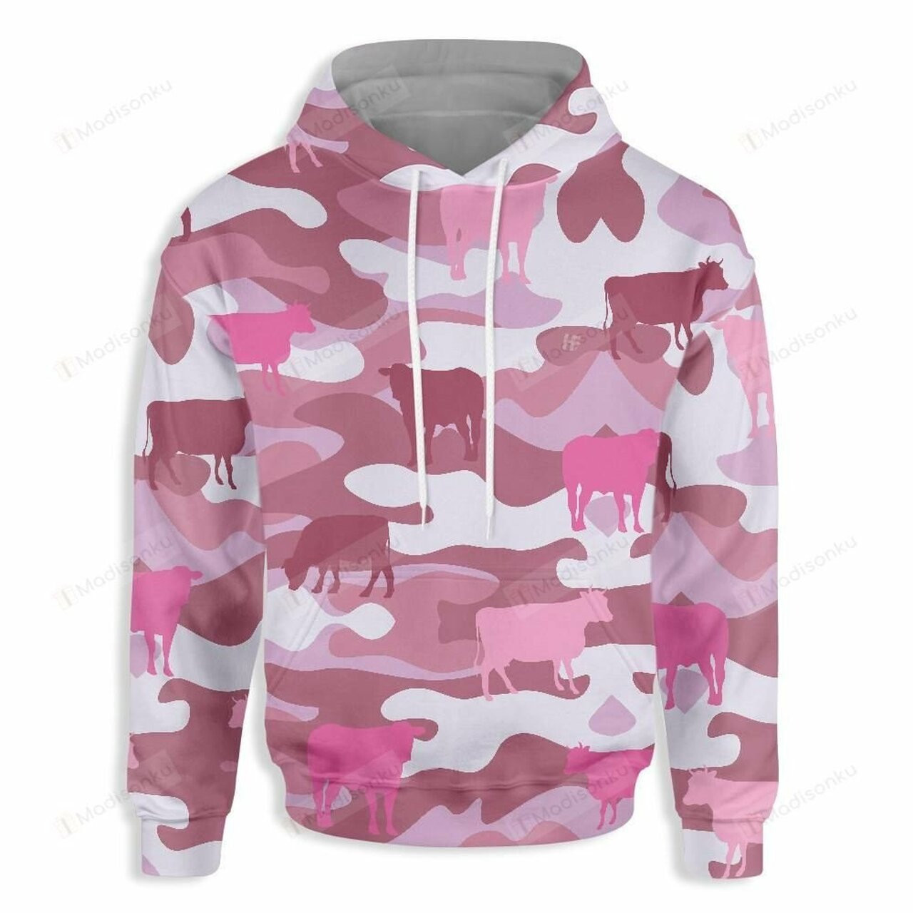 Cow Camouflage Pink Farmer 3d All Over Print Hoodie