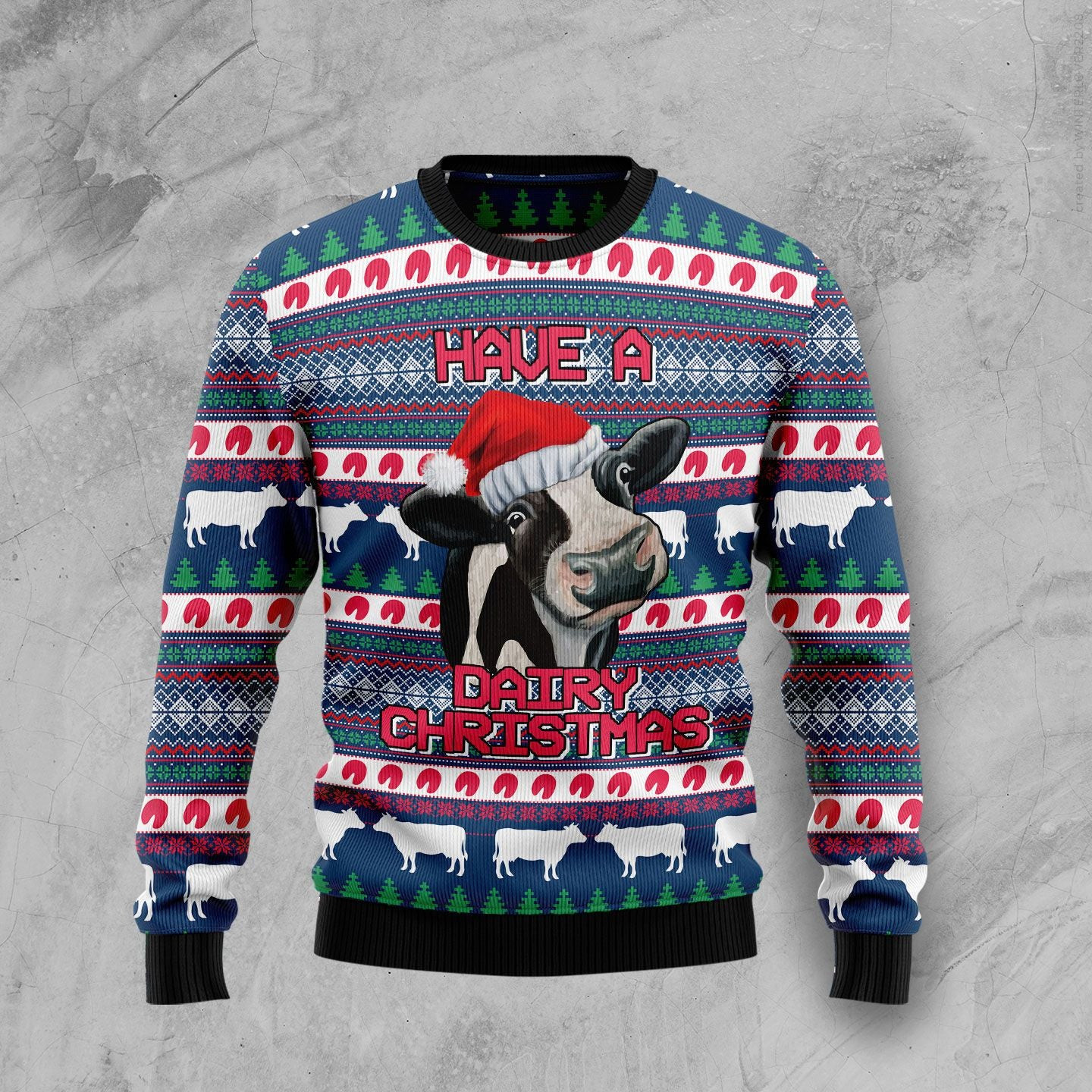 Cow Dairy Christmas Ugly Christmas Sweater, Ugly Sweater For Men Women, Holiday Sweater