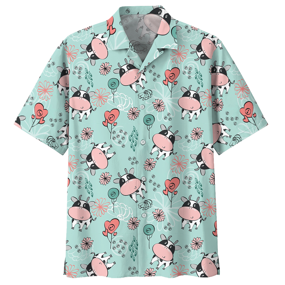 Cow Hawaiian Shirt Colorful Short Sleeve Summer Beach Casual Shirt For Men And Women