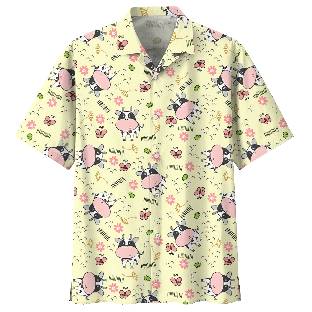 Cow Hawaiian Shirt Colorful Short Sleeve Summer Beach Casual Shirt For Men And Women