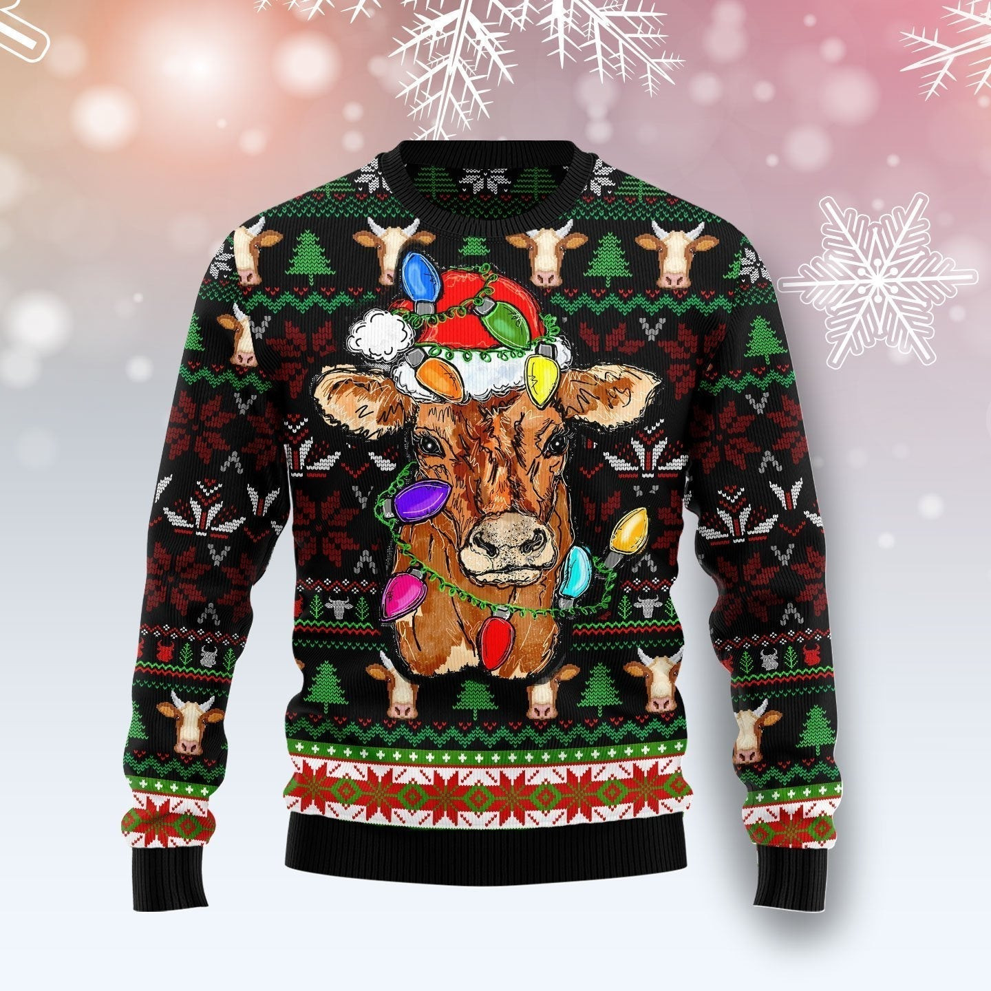 Cow With Santa Ugly Christmas Sweater