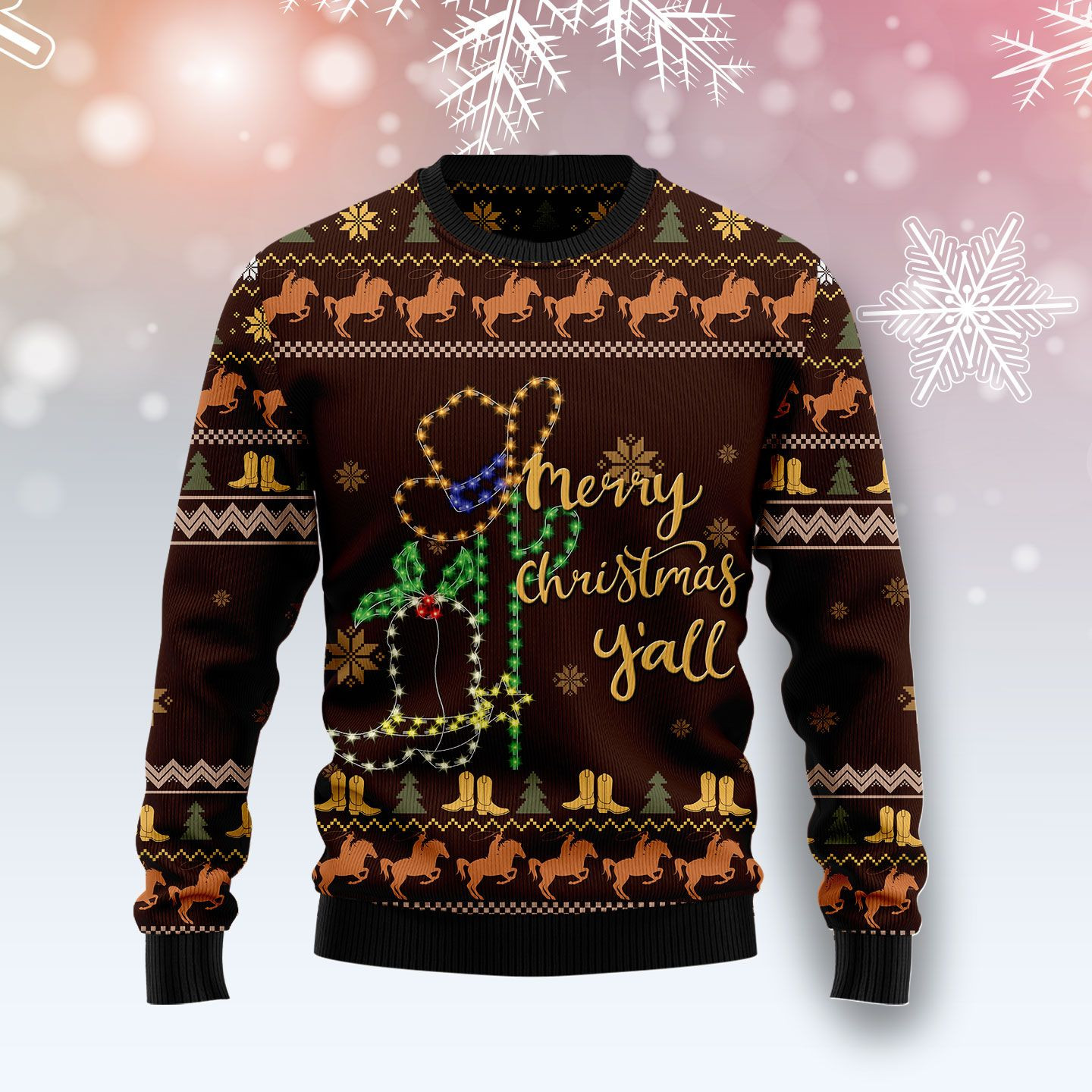 Cowboy Boots Ugly Christmas Sweater