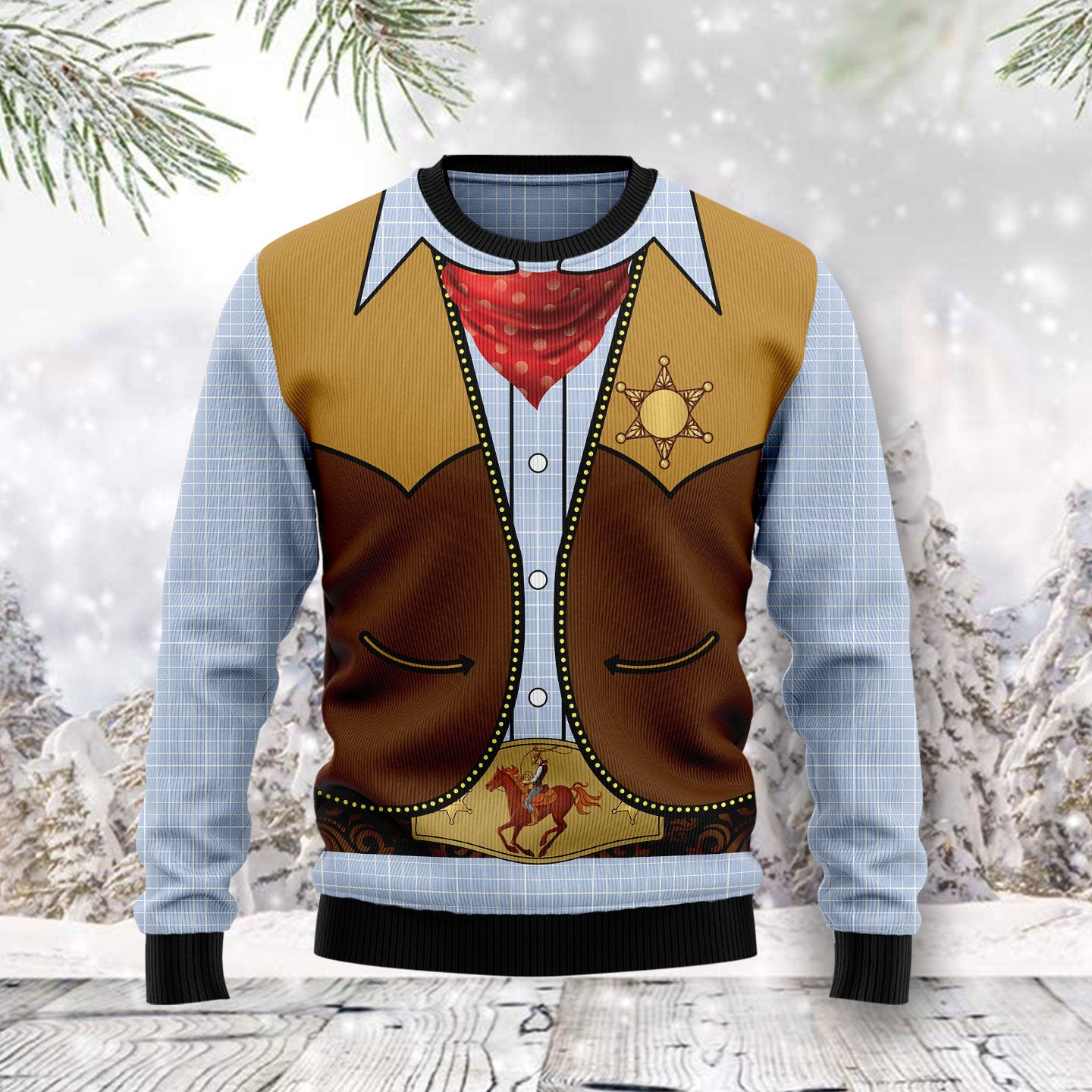 Cowboy Costume Ugly Christmas Sweater, Ugly Sweater For Men Women, Holiday Sweater