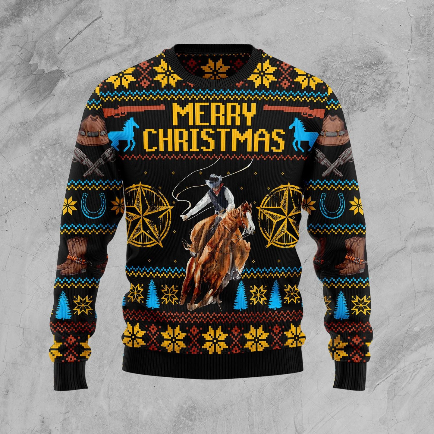 Cowboy Merry Christmas Ugly Christmas Sweater, Ugly Sweater For Men Women, Holiday Sweater