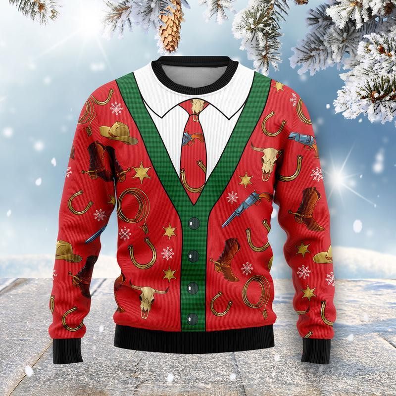 Cowboy Ugly Christmas Sweater Ugly Sweater For Men Women