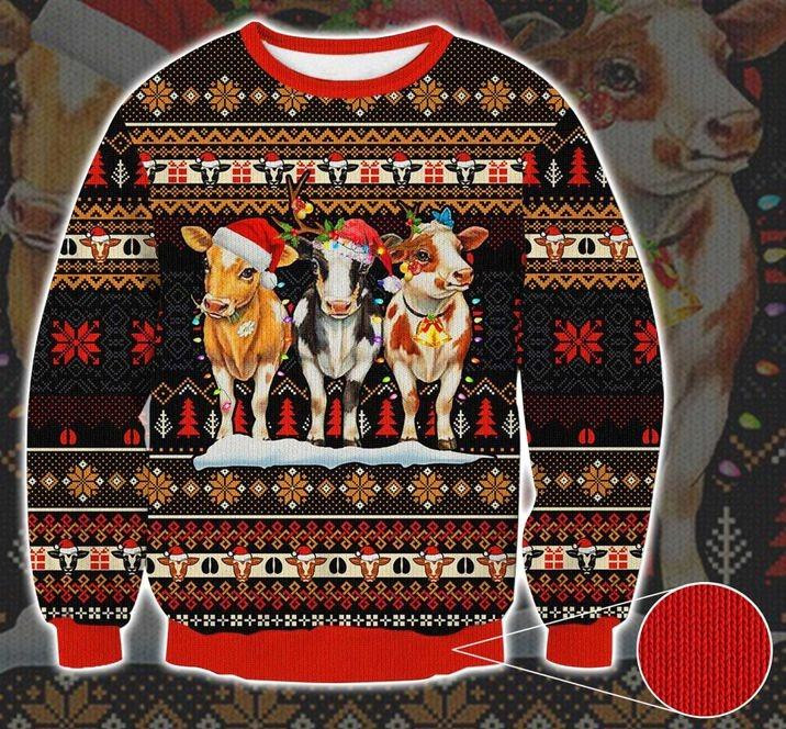 Cows Christmas Light Ugly Christmas Sweater