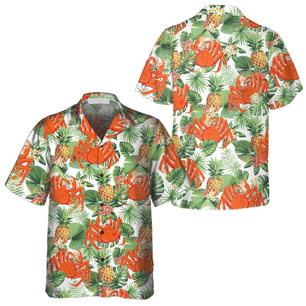 Crab And Tropical Pineapple Pattern Hawaiian Shirt for Men and Women