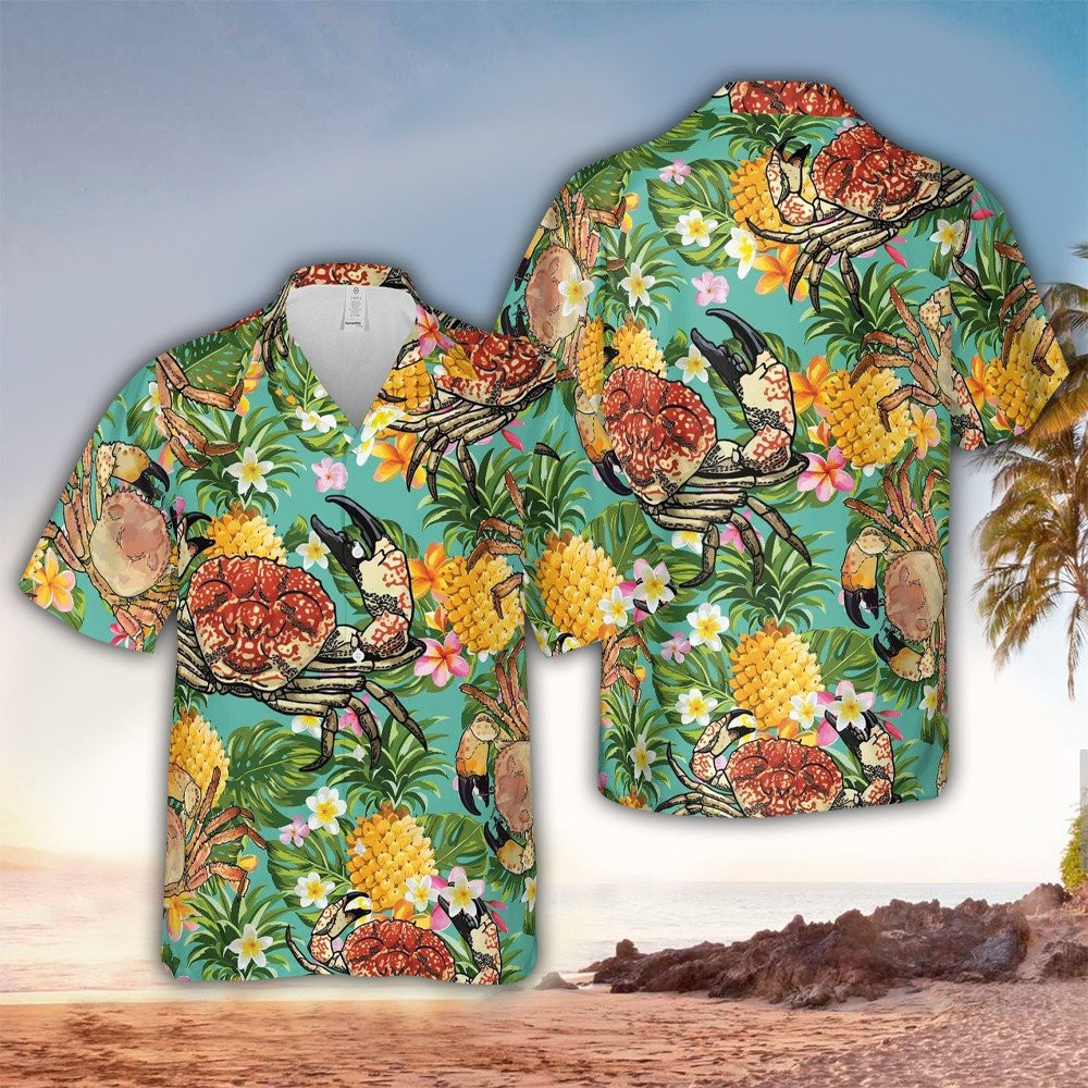 Crab Hawaiian Shirt Crab Button Up Shirt for Men and Women