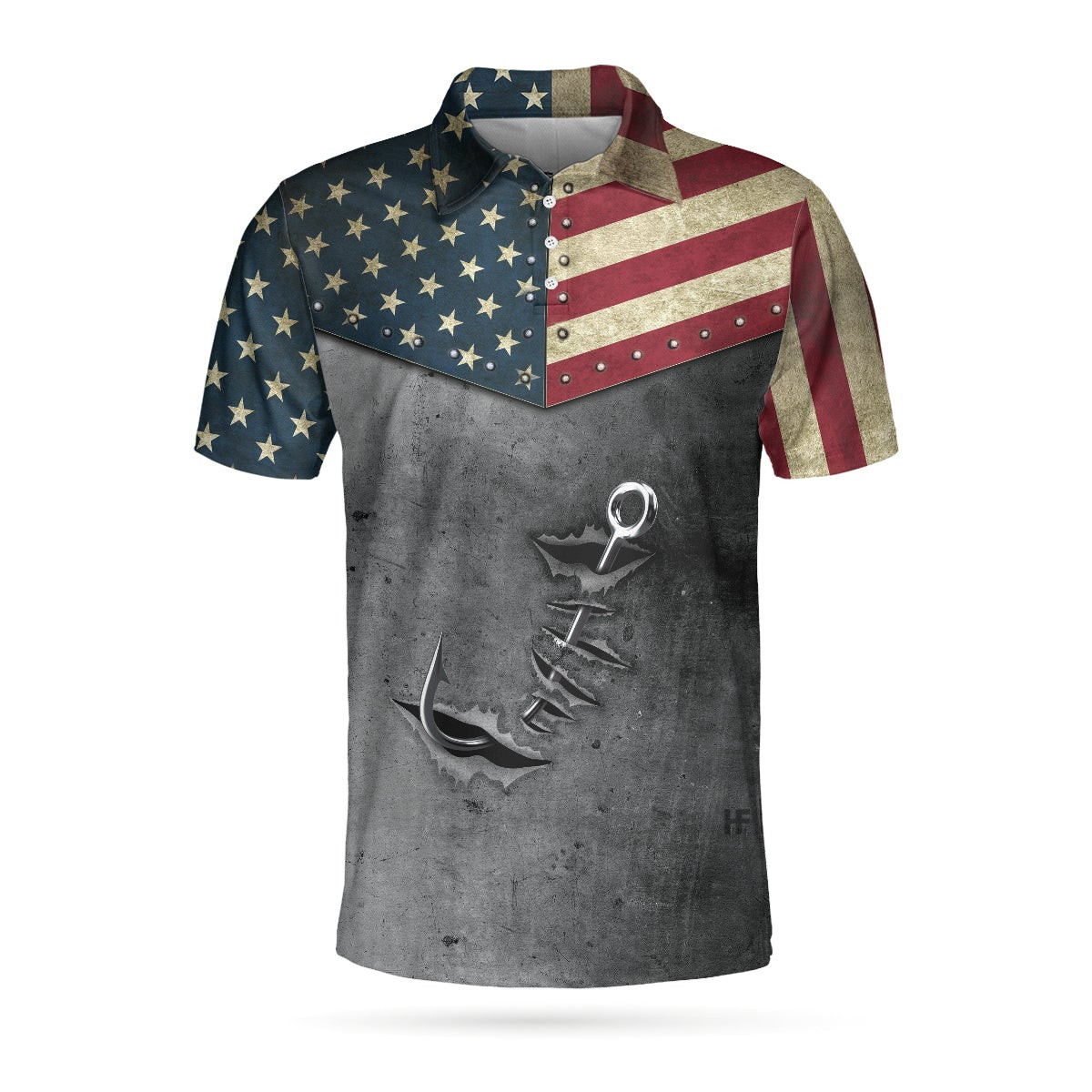 Crack Fishing American Flag Short Sleeve Polo Shirt Patriotic Polo Shirt Best Fishing Shirt For Men