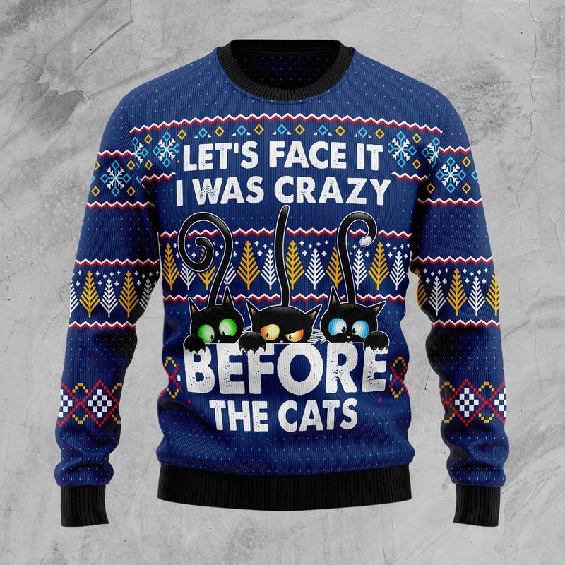 Crazy Cat Ugly Christmas Sweater Ugly Sweater For Men Women