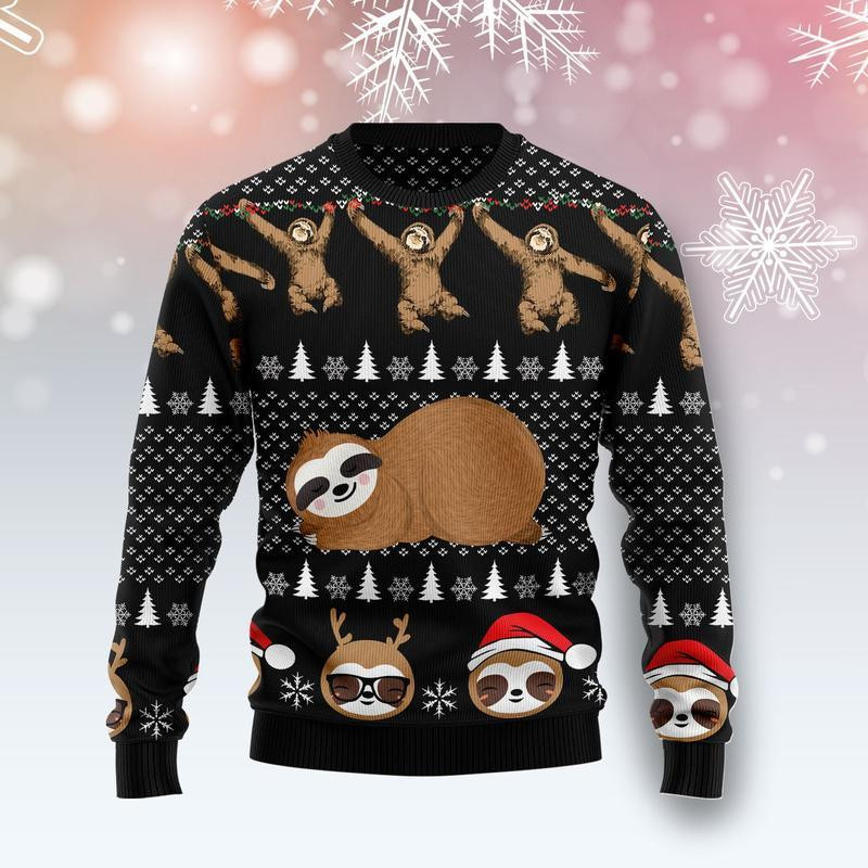 Crazy Sloth Ugly Christmas Sweater Ugly Sweater For Men Women
