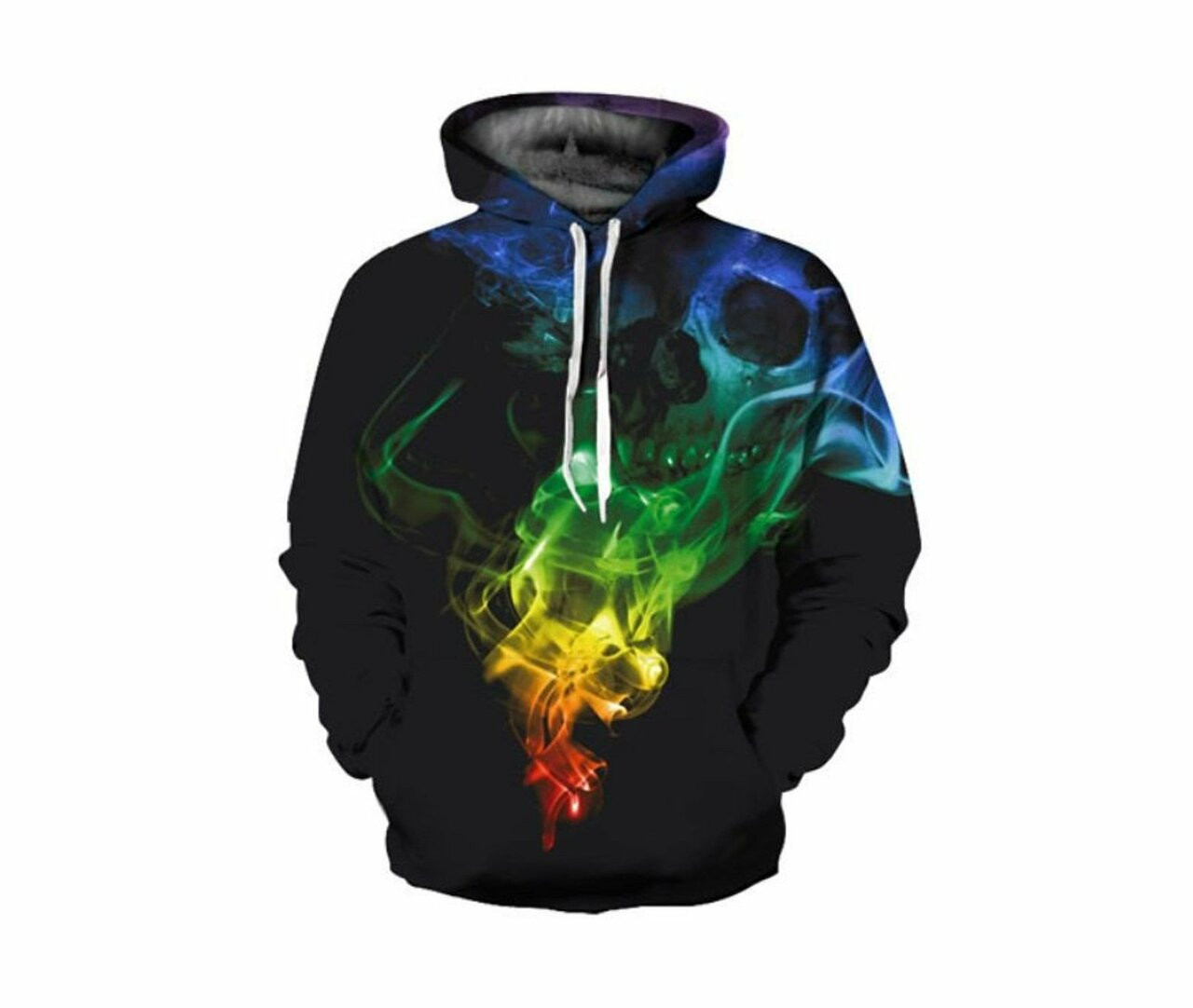 Creative Colorful Smoke Skeleton Skull 3d All Over Print Hoodie