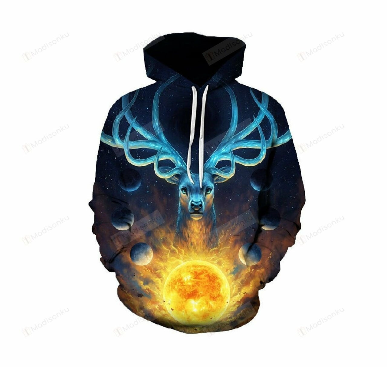 Creative Colorful Wild Fire Deer 3d All Over Print Hoodie