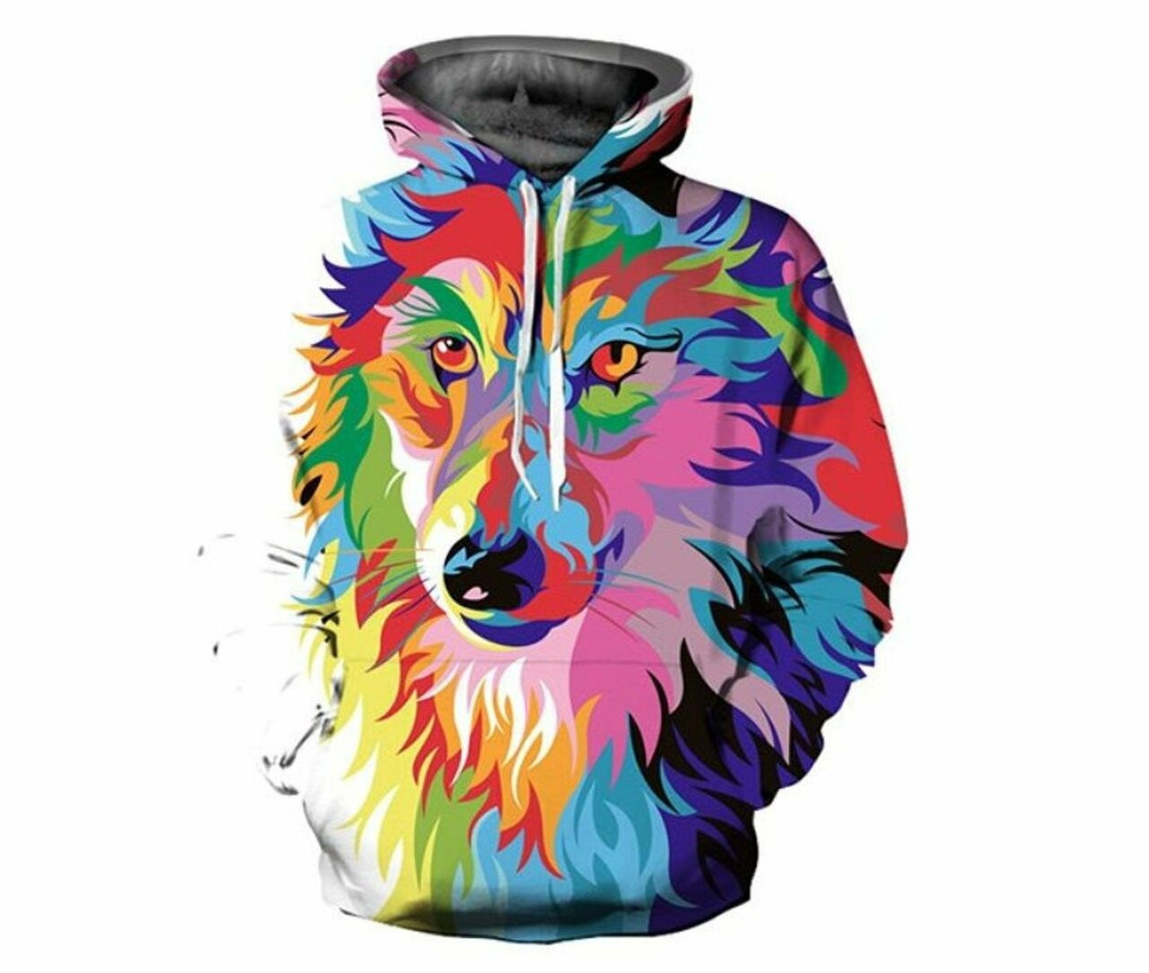 Creative Colorful Winter Wolf 3d All Over Print Hoodie, Zip-up Hoodie