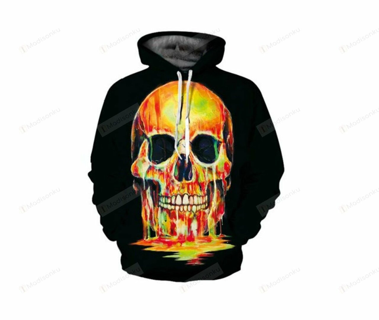 Creative Fire Skeleton Melting Skull 3d All Over Print Hoodie