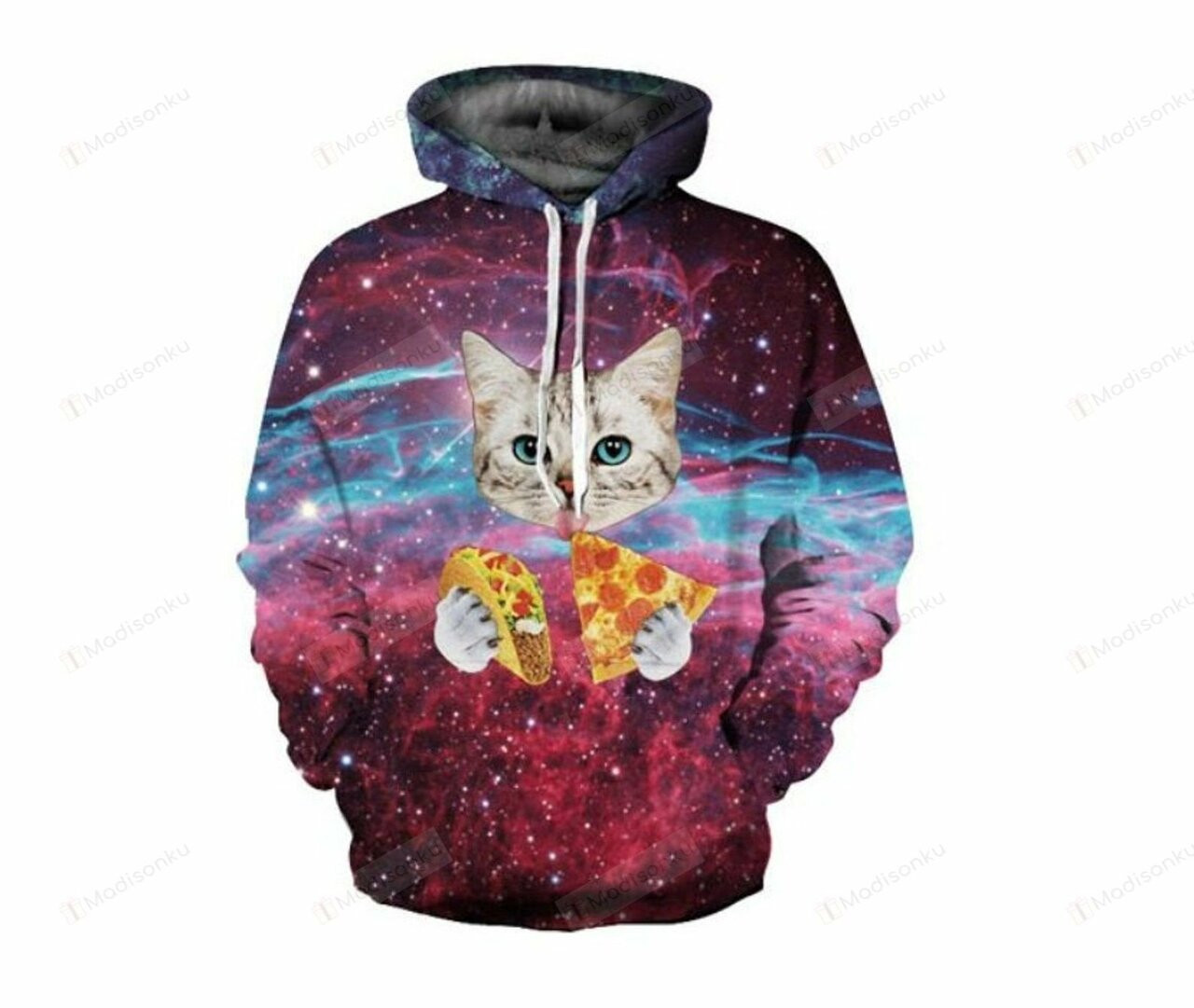 Creative Galaxy Cosmos Pizza Cat Paint 3d All Over Print Hoodie, Zip-up Hoodie