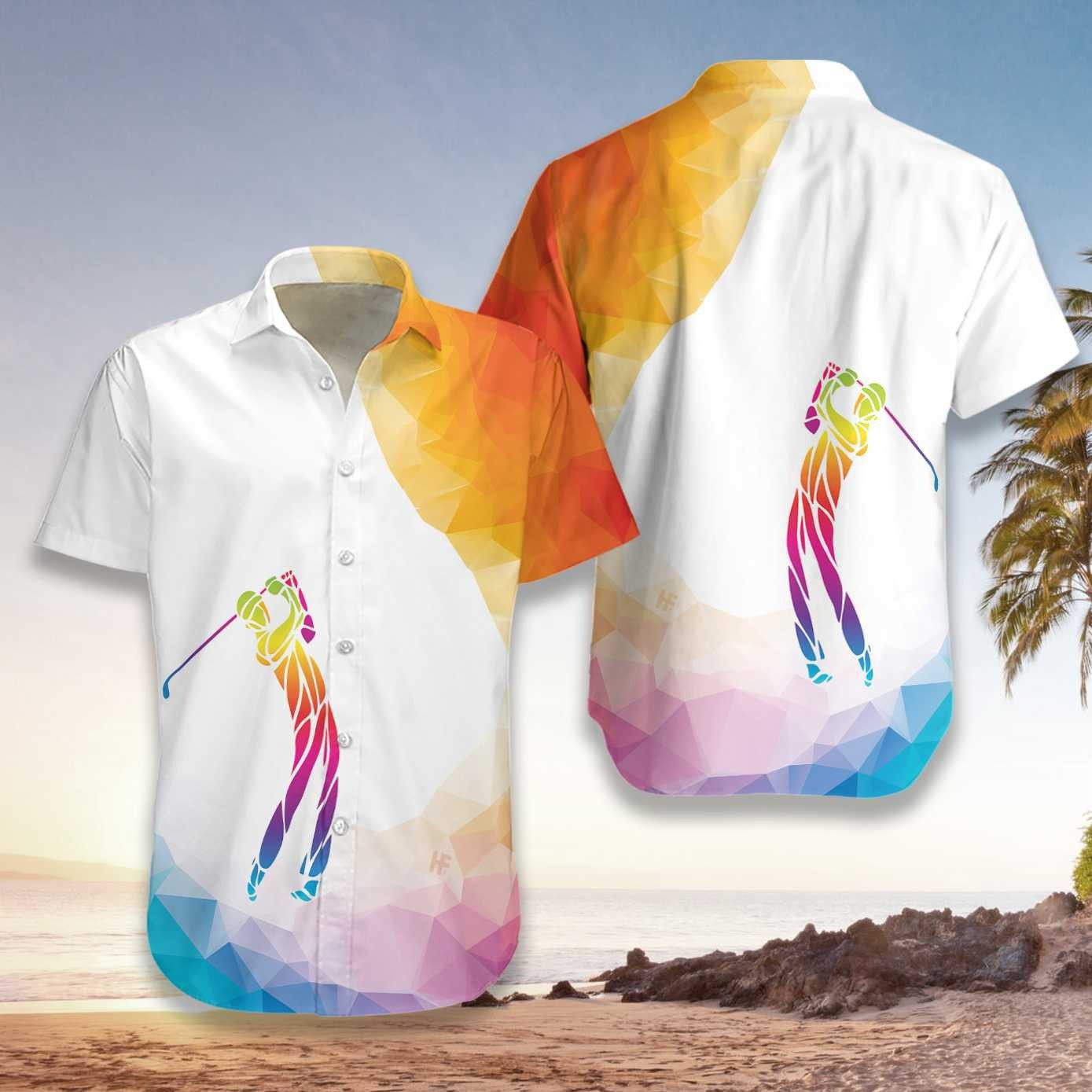 Creative Silhouette Of Golf Player Hawaiian Shirt Summer Aloha Shirt