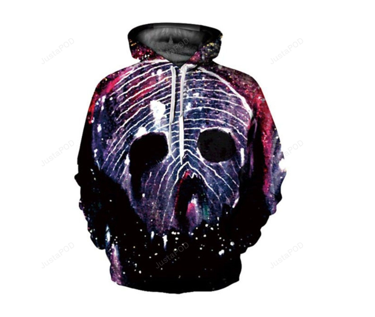 Creative Space Galaxy Skeleton Skull 3d All Over Print Hoodie