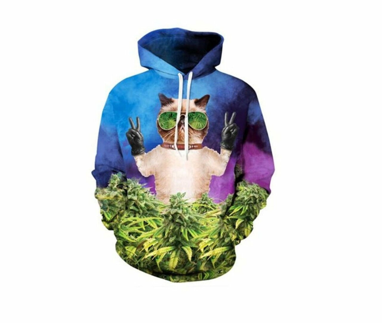 Creative Weed Cat 3d All Over Print Hoodie