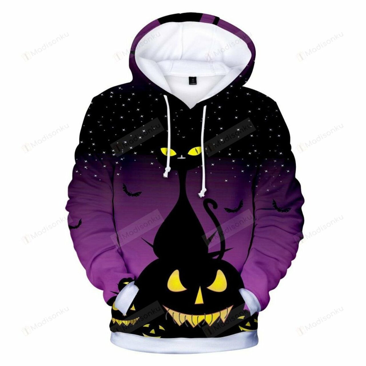 Creepy Cat And Pumpkin 3d All Over Print Hoodie