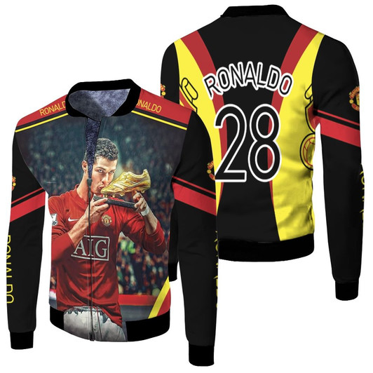 Cristiano Ronaldo 28 Manchester United European Golden Shoe Fleece Bomber Jacket