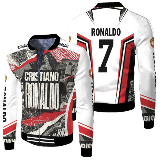 Cristiano Ronaldo 7 Manchester United Greatest Moments Allover Designed Gift For United Fans For Cr7 Fans Fleece Bomber Jacket