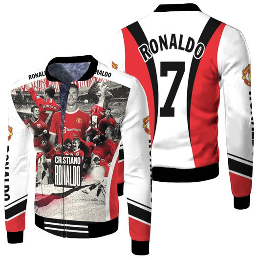 Cristiano Ronaldo 7 Manchester United Welcome Home Allover Designed Gift For United Fans For Cr7 Fans Fleece Bomber Jacket