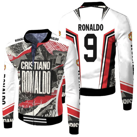 Cristiano Ronaldo 9 Manchester United Greatest Moments Allover Designed Gift For United Fans For Cr7 Fans Fleece Bomber Jacket