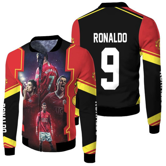 Cristiano Ronaldo 9 Manchester United Legend Goal Moments Black Fleece Bomber Jacket