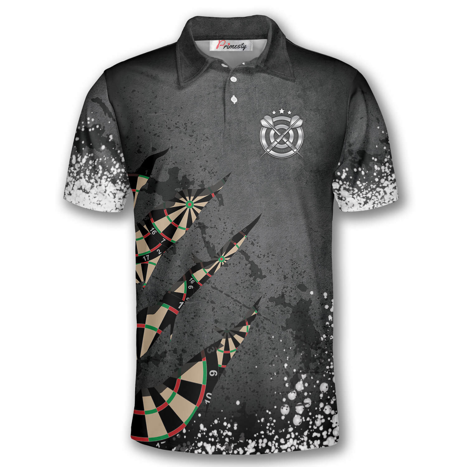 Crossed Darts Paint and Splash Darts Shirts for Men Darts Polo Shirt