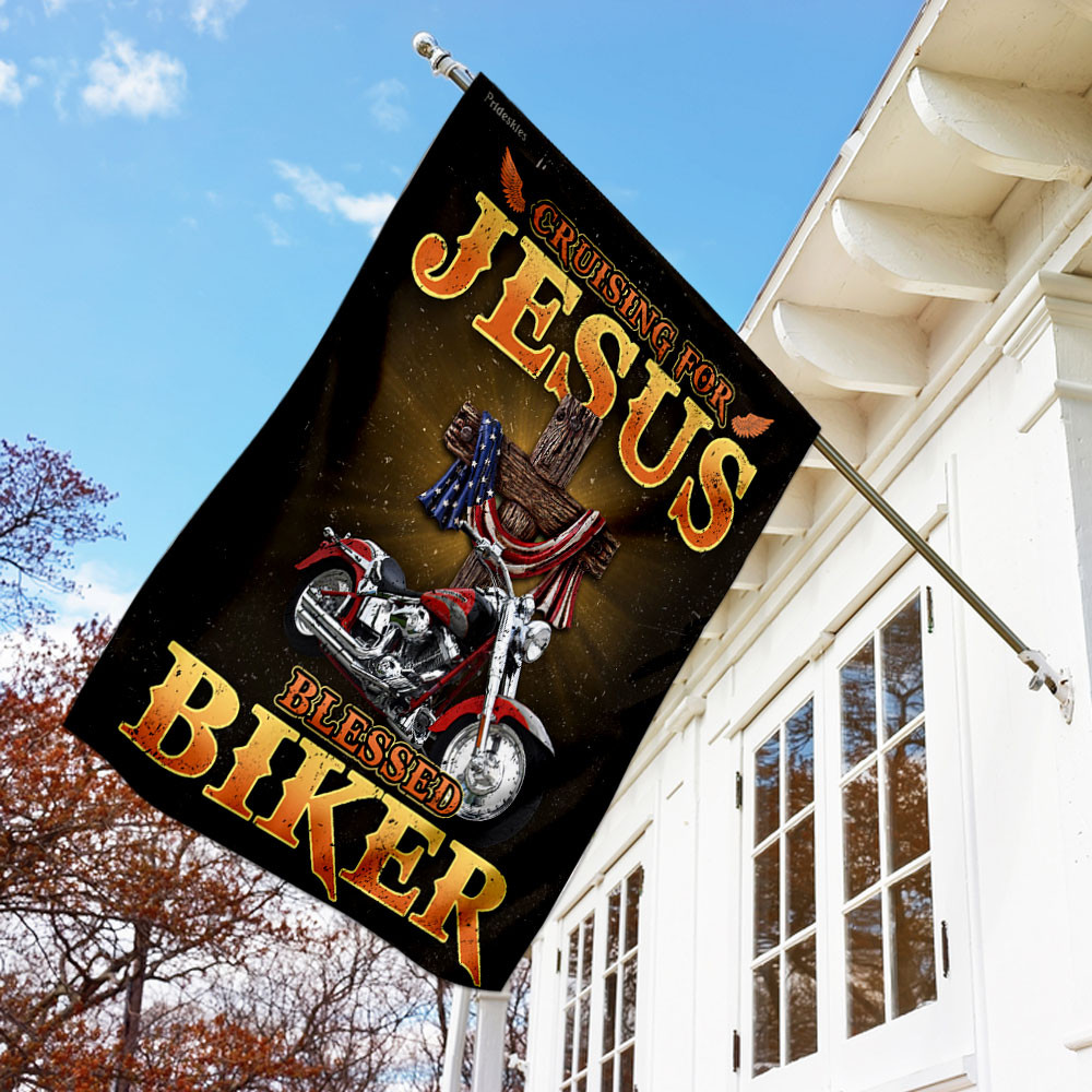 Cruising For Jesus – Blessed Biker Flag God Flag Christian’s Flag