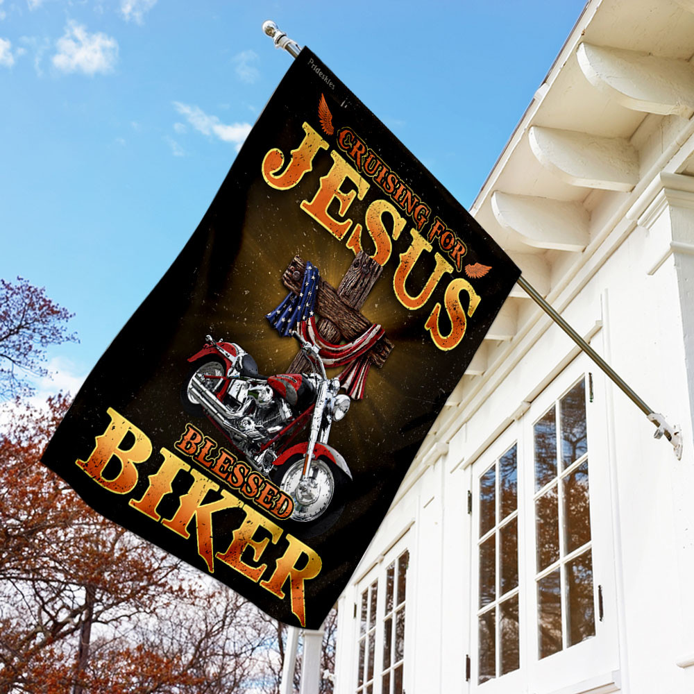 Cruising For Jesus - Blessed Biker Flag God Flag Christian's Flag