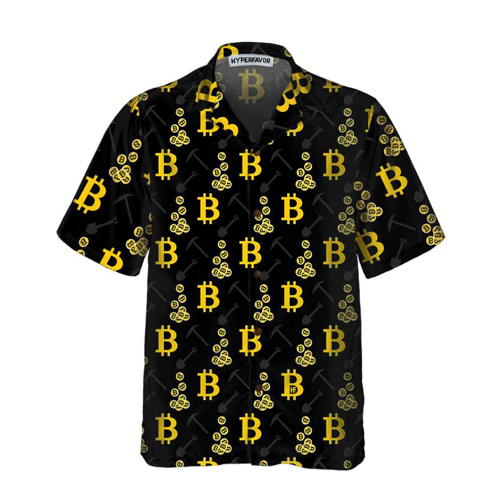 Cryptocurrency Bitcoin Miner Hawaiian Shirt Black And Yellow Bitcoin Shirt For Men  Women