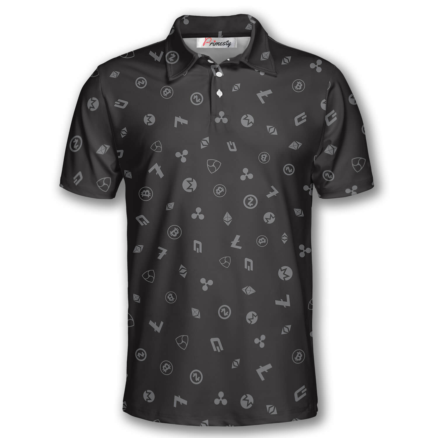 Cryptocurrency Pattern Black Background Bitcoin Shirts for Men Bitcoin Polo Shirt