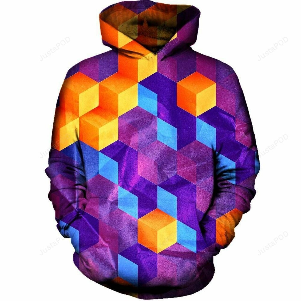 Cubed Purple 3d All Over Printed Hoodie