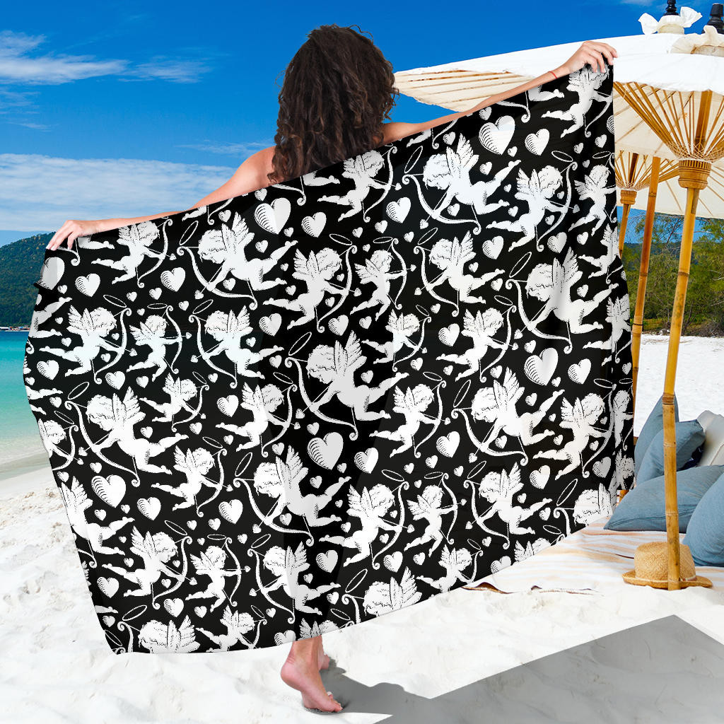 Cupid Pattern Print Sarong Cover Up Cupid Pareo Wrap Skirt Dress