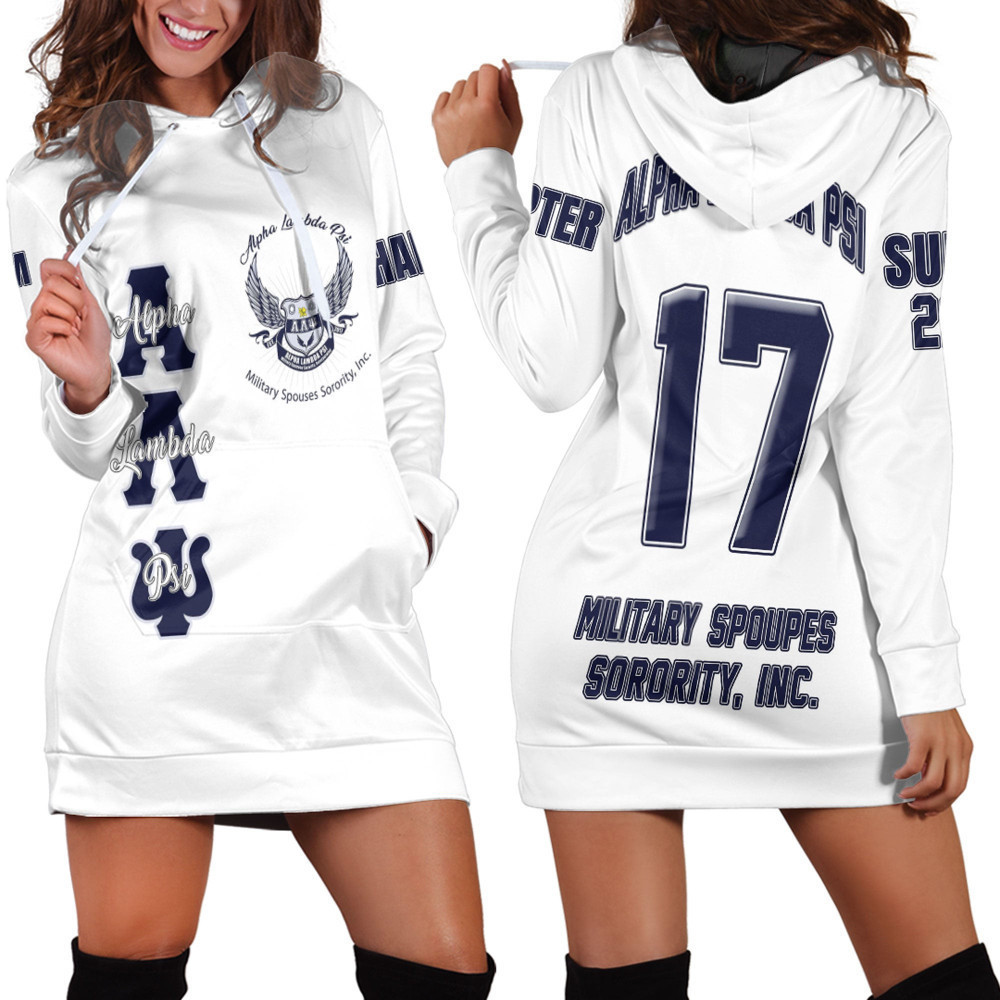 Custom Africa Zone Clothing Alpha Lambda Psi Spouses White Hoodie Dress For Women