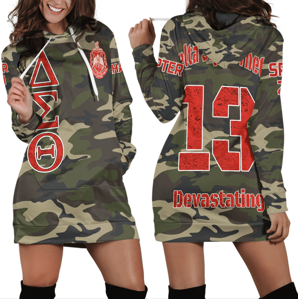 Custom Africa Zone Dress Delta Sigma Theta Camouflage Hoodie Dress For Women