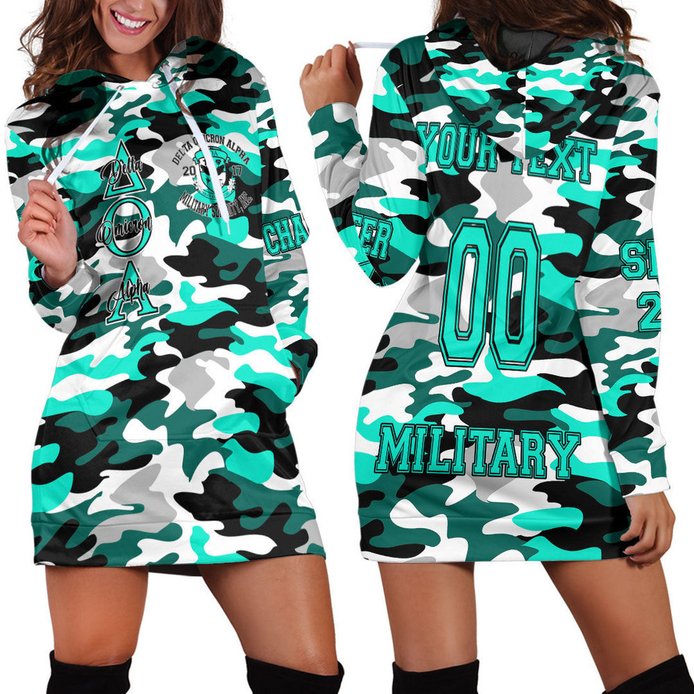 Custom Africazone Clothing Delta Omicron Alpha Camo Hoodie Dress For Women