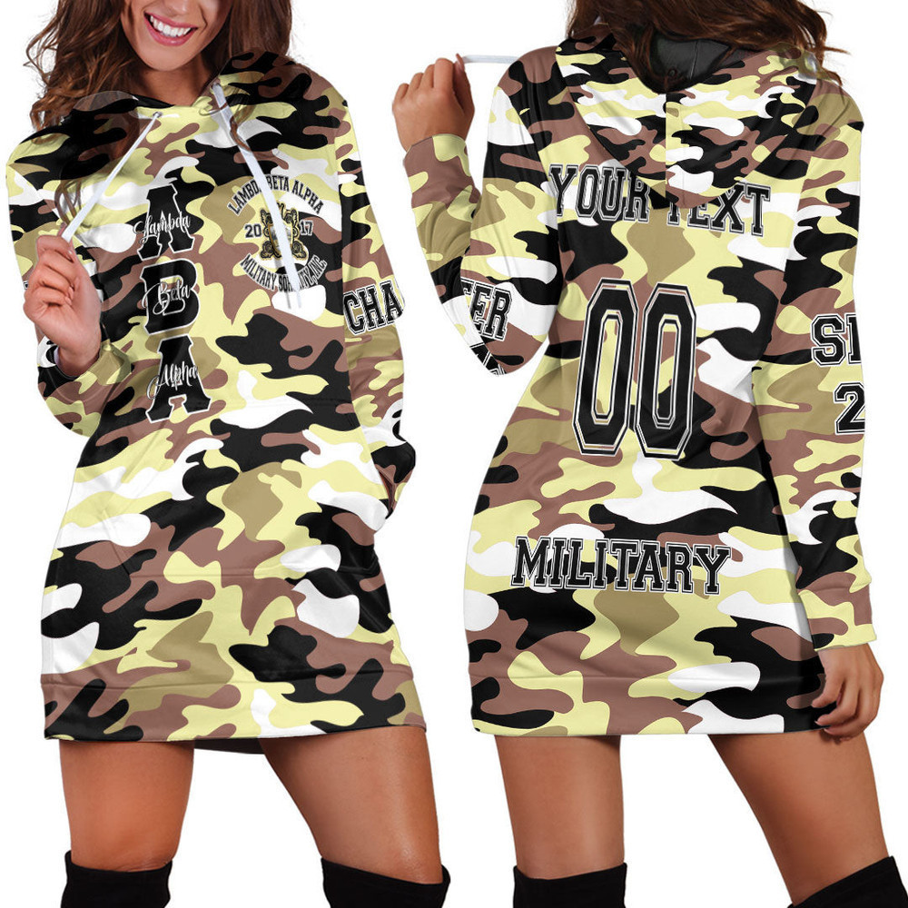 Custom Africazone Clothing Lambda Beta Alpha Camo Hoodie Dress For Women