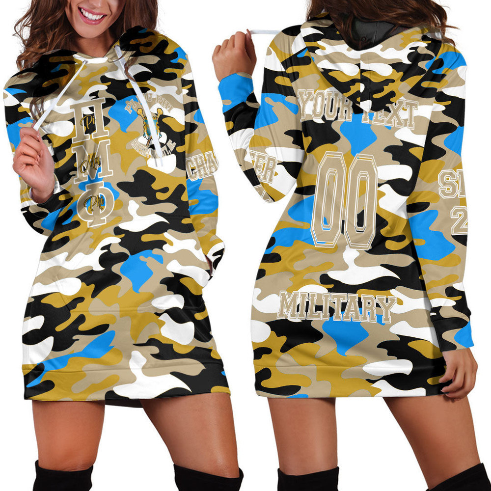 Custom Africazone Clothing Pi Mu Phi Camo Hoodie Dress For Women