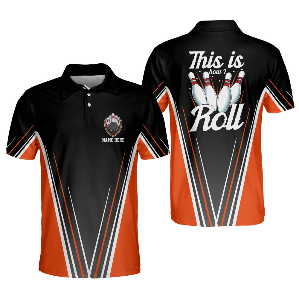 Custom Bowling Shirts for Men Funny Bowling Team Polo Shirts Mens Bowling Shirts Short Sleeve