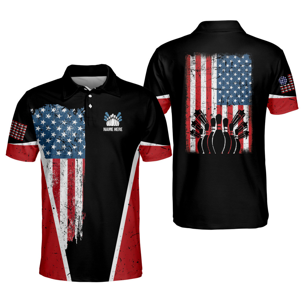 Custom Bowling Shirts for Men Mens Bowling Shirts Short Sleeve Crazy Bowling Team Shirt USA Bowling Shirt