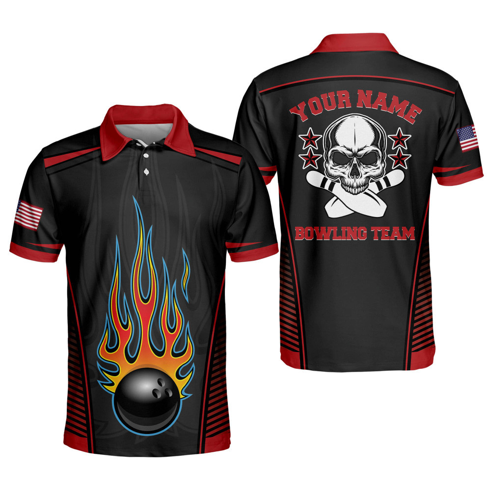 Custom Bowling Shirts for Men Mens Bowling Shirts Short Sleeve Skull Flames Bowling Shirts Crazy Bowling Team Shirt